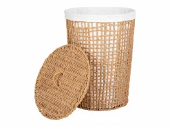 ebuy24 Cesto De Ropa|Cesto para la ropa sucia Pomal - Cesto para la ropa sucia, papel, marrón claro/blanco, ø42x56 cm