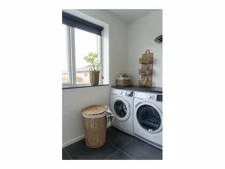 ebuy24 Cesto De Ropa|Cesto para la ropa sucia Pomal - Cesto para la ropa sucia, papel, marrón claro/blanco, ø42x56 cm