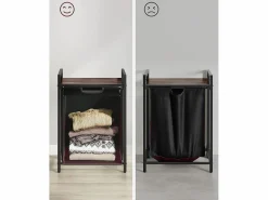 Cesto para la ropa Valora de 65 l, color marrón rústico y negro | un compartimento^ Discount