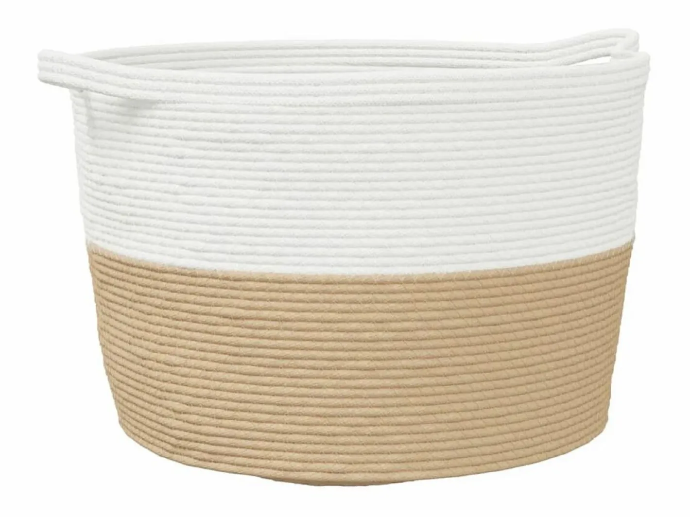 Cesto De Ropa|Cesto para ropa beige y blanco Ø60x36 cm algodón