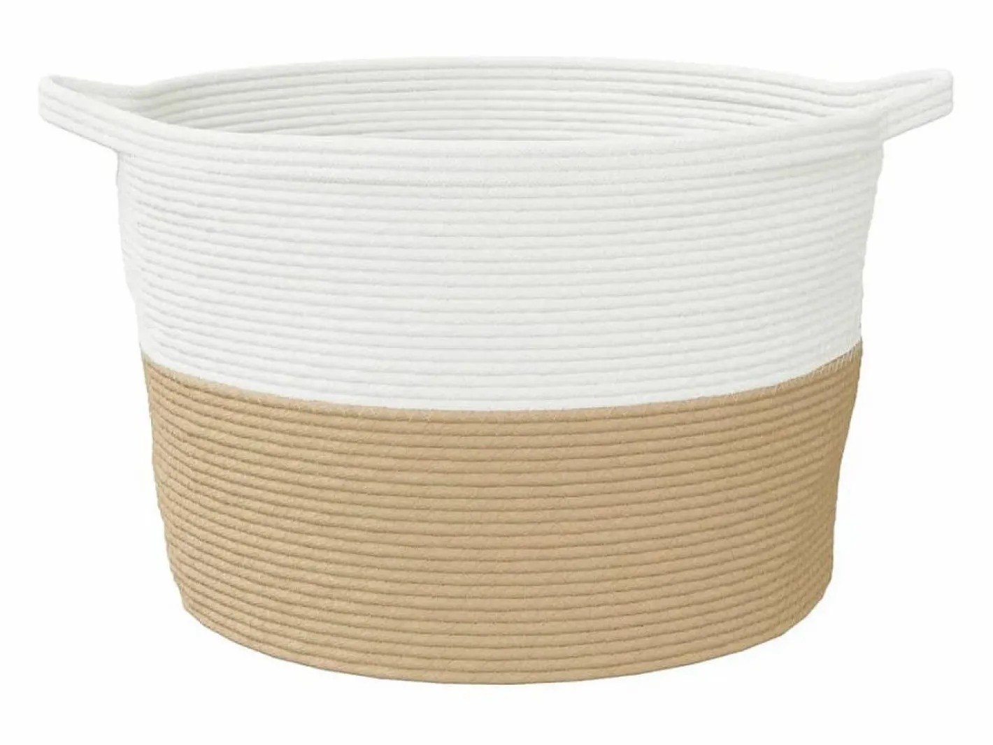 Cesto De Ropa|Cesto para ropa beige y blanco Ø60x36 cm algodón