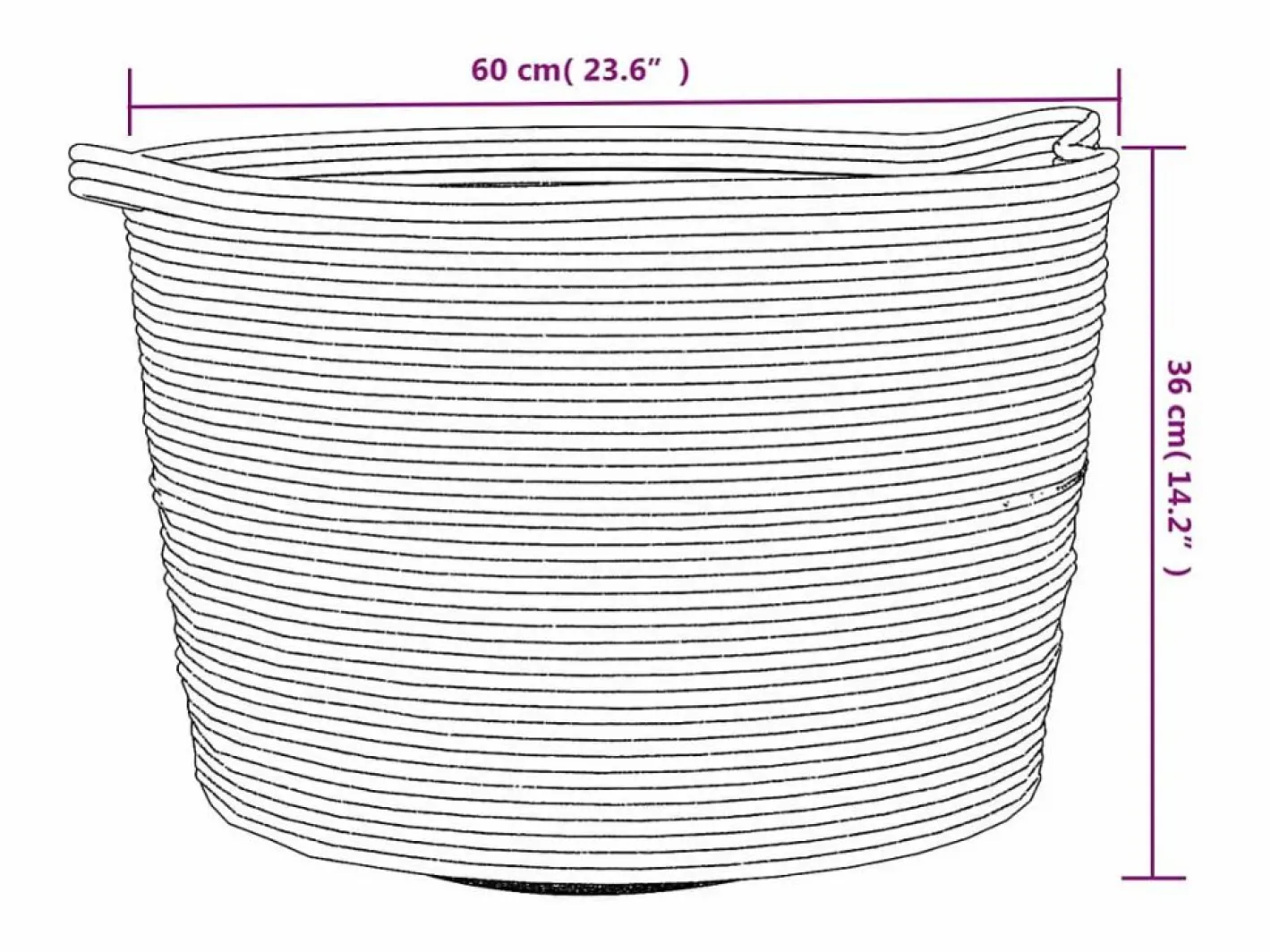 Cesto De Ropa|Cesto para ropa beige y blanco Ø60x36 cm algodón