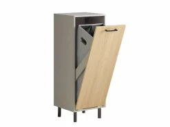 Cesto para Ropa Sucia con 1 Cest y Madera BZR132-NG^Sobuy Clearance