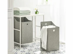 Sobuy Cesto De Ropa|Cesto para Ropa Sucia con 2 Compartimientos Extraíbles Mueble Organizador para Lavadora 77 x 38 x 80 cm BZR57-W ES