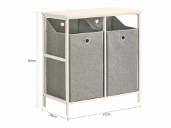Sobuy Cesto De Ropa|Cesto para Ropa Sucia con 2 Compartimientos Extraíbles Mueble Organizador para Lavadora 77 x 38 x 80 cm BZR57-W ES