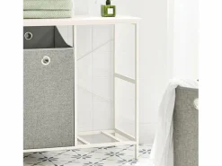 Sobuy Cesto De Ropa|Cesto para Ropa Sucia con 2 Compartimientos Extraíbles Mueble Organizador para Lavadora 77 x 38 x 80 cm BZR57-W ES