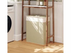 Cesto para ropa sucia Jodie 100L 2 cestas con tapa natural 63x52x32 cm^Homcom Discount