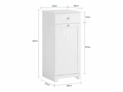 Sobuy Estantería Sobre Inodoro|Cesto para Ropa Sucia,Amario para Baño,40x38x90 cm BZR21-W ES