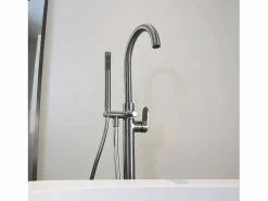 Essebagno Grifo|Charme II columna de suelo mecánica para bañera isla gris metálico