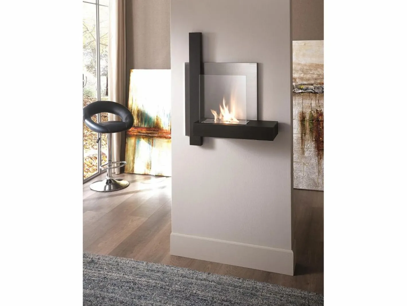 Chasis - Biochimenea de pared de metal Negro Online