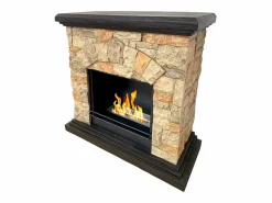 Chimenea de bioetanol Belluno, biochimenea de pie, efecto piedra artificial, L105xP38xH100 Multicolor Hot