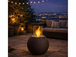 Chimenea de bioetanol, brasero de jardín, de pie, para uso interior y exterior, BOTTICELLI Terra Marrone, d.40 x h.54 Marru00f3n chocolate Hot