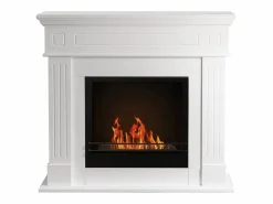 Chimenea de bioetanol Cambridge, de pie, en madera blanca, 110 x 37 x 102 cm.^ Online
