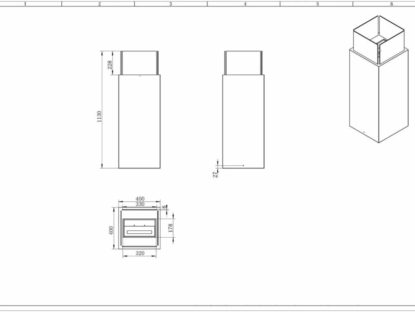 Chimenea|Chimenea|Chimenea de bioetanol de suelo para interior y exterior Ischia White 40x40x115