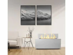 Chimenea de bioetanol de pie para interior/exterior CARAVAGGIO blanca (L100xP40xH40 cm)^ Clearance