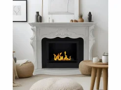 Chimenea de bioetanol de suelo de madera París L123xP39xH100 Blanco