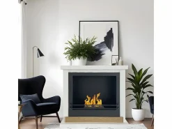 Chimenea de bioetanol de pie Stockholm en madera blanca, L75xP24xH68 cm Blanco Sale