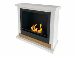 Chimenea de bioetanol de pie Stockholm en madera blanca, L75xP24xH68 cm Blanco Sale