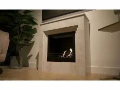 Chimenea de bioetanol de pie BELLINI en madera efecto mármol Fabricada en Italia L96 x P35 x H96 Blanco Best