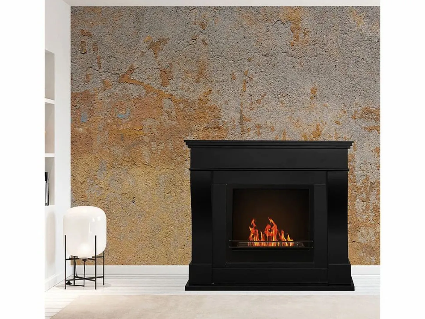 Chimenea de bioetanol de pie WASHINGTON, color (L111 x P43 x H99) Negro Discount