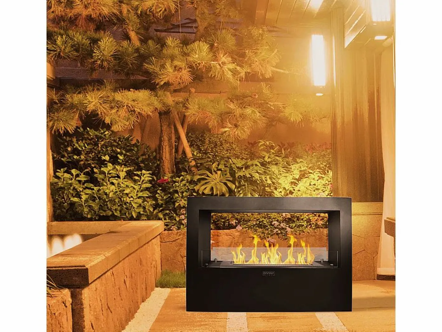 Chimenea|Chimenea|Chimenea de bioetanol de pie Giotto S Black 100x30x70 para interior/exterior