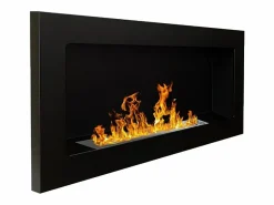 Chimenea de bioetanol Lucca Black de pared o empotrada L 90 x P 12 x H 40 Negro Discount