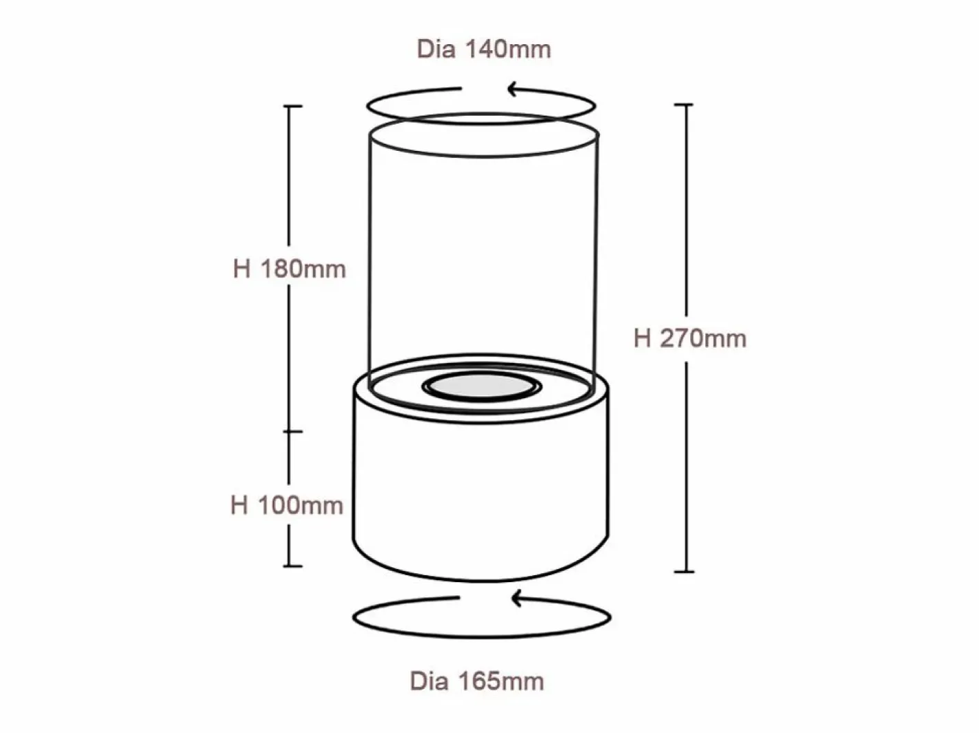 Chimenea de bioetanol MARSIGLIA Gold de sobremesa, tamaño D16 x H27, para interior y exterior Dorado Online
