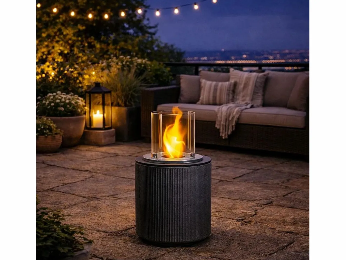 Chimenea de bioetanol MODIGLIANI de hierro fundido gris para uso interior y exterior, D.36 x H.56^ Best