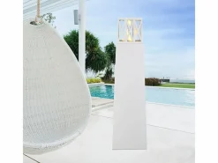 Chimenea de bioetanol para jardín exterior Vulcano 40x40x145 Blanco