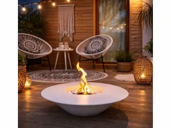 Chimenea de bioetanol para jardín exterior redonda blanca SANTORINI D.60^ Hot