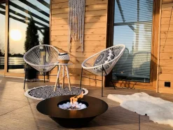 Brasero|Chimenea de bioetanol para jardín exterior redonda negra SANTORINI de 60 cm de diámetro
