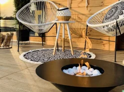 Brasero|Chimenea de bioetanol para jardín exterior redonda negra SANTORINI de 60 cm de diámetro