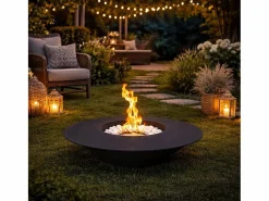 Chimenea de bioetanol para jardín exterior redonda negra SANTORINI D.60^