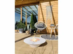Chimenea de bioetanol para jardín exterior redonda blanca SANTORINI de 60 cm de diámetro^ Sale