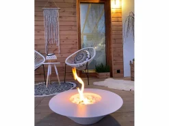 Chimenea de bioetanol para jardín exterior redonda blanca SANTORINI de 60 cm de diámetro^ Sale