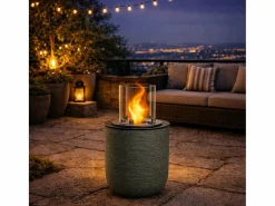 Chimenea de bioetanol RAFFAELLO Sage Green, brasero de jardín, de pie, para uso interior y exterior, d.35 x h.55 Verde Sale