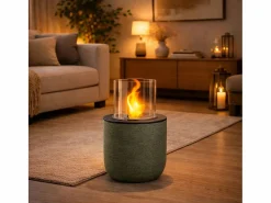 Chimenea de bioetanol RAFFAELLO Sage Green, brasero de jardín, de pie, para uso interior y exterior, d.35 x h.55 Verde Sale