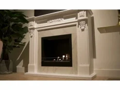 Chimenea de bioetanol TRUMAN, biochimenea de pie, blanca, efecto mármol, L121 x P38 x H108^ Discount