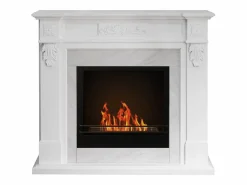 Chimenea de bioetanol TRUMAN, biochimenea de pie, blanca, efecto mármol, L121 x P38 x H108^ Discount