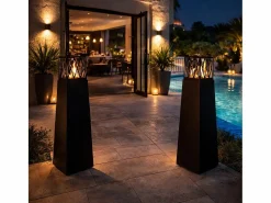 Chimenea de jardín de bioetanol para exterior Vulcano Nero 40x40x145 mm Negro Outlet