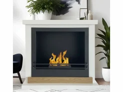 Chimenea de suelo de bioetanol Biochimenea Stockholm en madera blanca L75xD24xH68 cm^ Sale