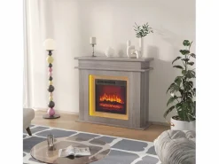 Chimenea eléctrica - Chimenea LED, con calefacción - Efecto de llama 3D - Temporizador, iluminación ambiental LED de 20 colores y control remoto - Color roble Marru00f3n chocolate Sale