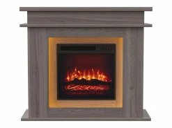 Chimenea eléctrica - Chimenea LED, con calefacción - Efecto de llama 3D - Temporizador, iluminación ambiental LED de 20 colores y control remoto - Color roble Marru00f3n chocolate Sale