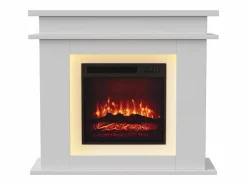 Chimenea eléctrica - Chimenea LED, con calefacción - Efecto de llama 3D - Temporizador, iluminación ambiental LED de 20 colores y control remoto - Blanco Sale