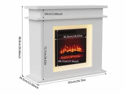 Chimenea eléctrica - Chimenea LED, con calefacción - Efecto de llama 3D - Temporizador, iluminación ambiental LED de 20 colores y control remoto - Blanco Sale