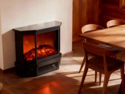FLAMATECH Chimenea|Chimenea|Chimenea eléctrica - Estilo retro - Independiente - An. 55,8 x Pr. 22,5 x Al. 51,6 cm - Negra - ETNA