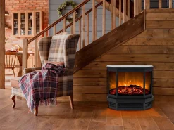 FLAMATECH Chimenea|Chimenea|Chimenea eléctrica - Estilo retro - Independiente - An. 55,8 x Pr. 22,5 x Al. 51,6 cm - Negra - ETNA