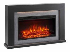 Chimenea eléctrica BALDERIA Xerxes - Chimenea de pie, calefacción 2000 W - Roble oscuro Marru00f3n Sale