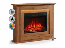 Chimenea eléctrica BALDERIA Finn - Chimenea de pie, calefacción 2000 W - Roble oscuro Marru00f3n