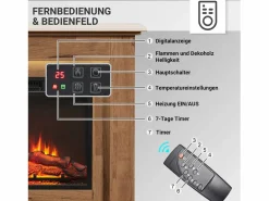 Chimenea eléctrica BALDERIA Finn - Chimenea de pie, calefacción 2000 W - Roble oscuro Marru00f3n
